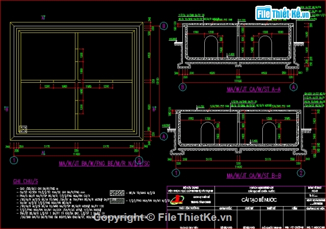 Bản vẽ cải tạo bể Ngầm cũ,Bản vẽ autocad,bể ngầm cũ